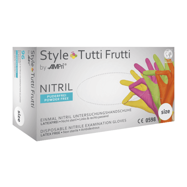 Pack Ahorro – Guantes de nitrilo Tutti Frutti sin polvo multicolor (10 cajas)