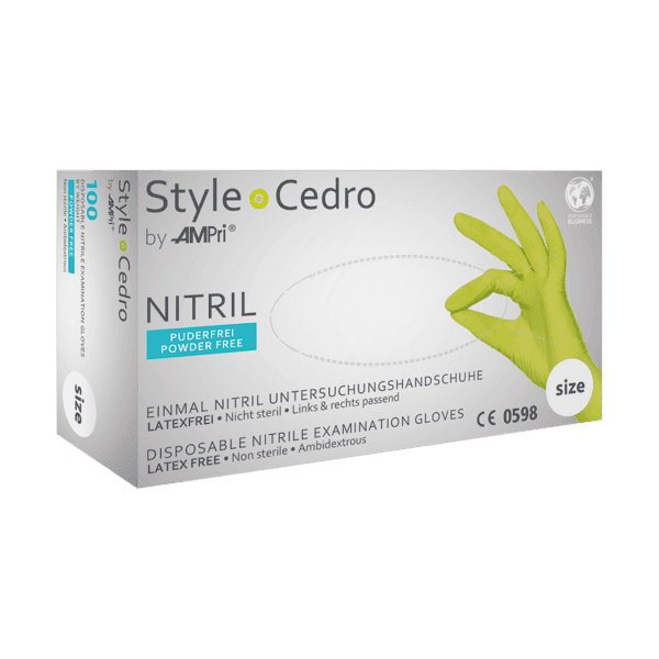 Guante nitrilo Style Cedro – 100 ud | PF AQL 1,5 | EPI cat. III PS clase I