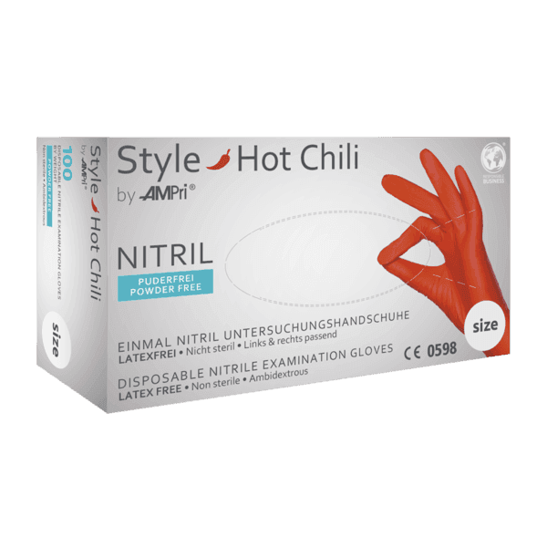 Guantes de nitrilo Style Red  100 ud PFAQL 1,5 – rojo | EPI cat. III PS clase I 4