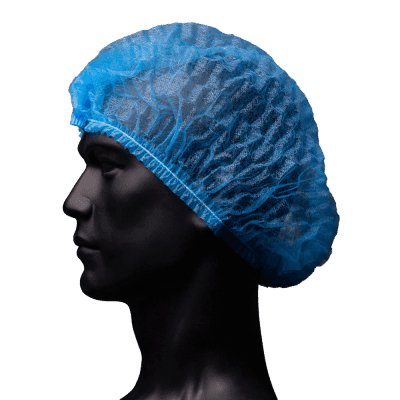 Pack 100 ud – gorro desechable no tejido pp azul con banda elástica