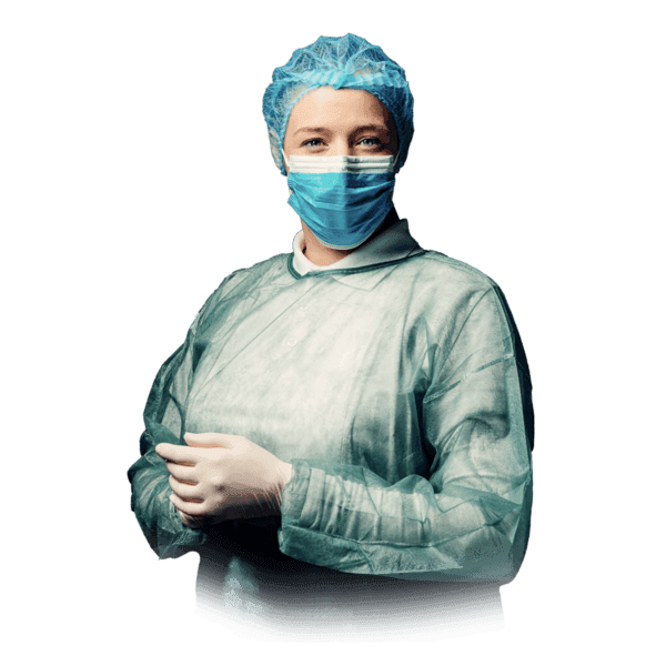 Bata protectora hospitalaria azul – pack 10 ud – puño elástico