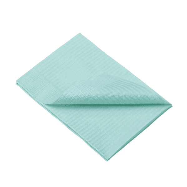 Babero PE turquesa | 330 x 450 mm | caja 500 ud (4 bolsas de 125)