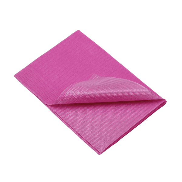 Babero-servilleta de no tejido rosa 330×450 mm – caja 500 ud