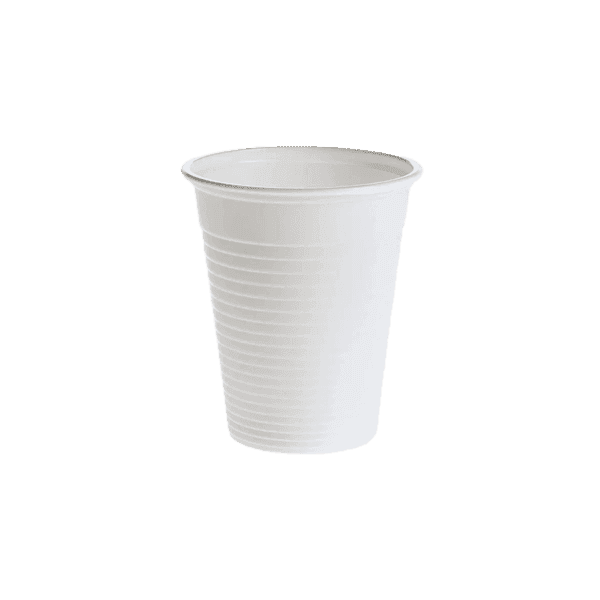 Vaso plástico blanco – 180 ml – resistente, apilable – pack 3000 ud
