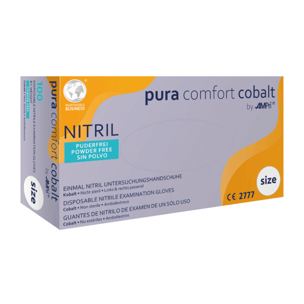 Guante nitrilo Pura Comfort azul cobalto –  100 ud | EPI cat. III PS clase I 4