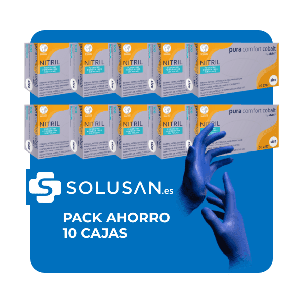 Pack Ahorro – Guantes de nitrilo Pura Comfort azul cobalto (10 cajas) | EPI cat. III PS clase