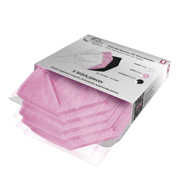 Mascarilla FFP2 Solid Safety rosa – pack 5 ud | CE EN 149