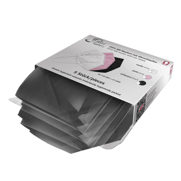Mascarilla ffp2 Solid Safety pack 5 ud negra – CE EN 149