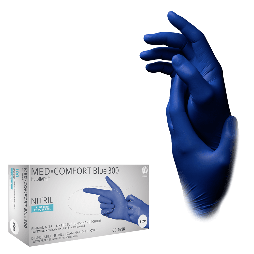 Guantes nitrilo largos azul Med-Comfort – caja 100 ud