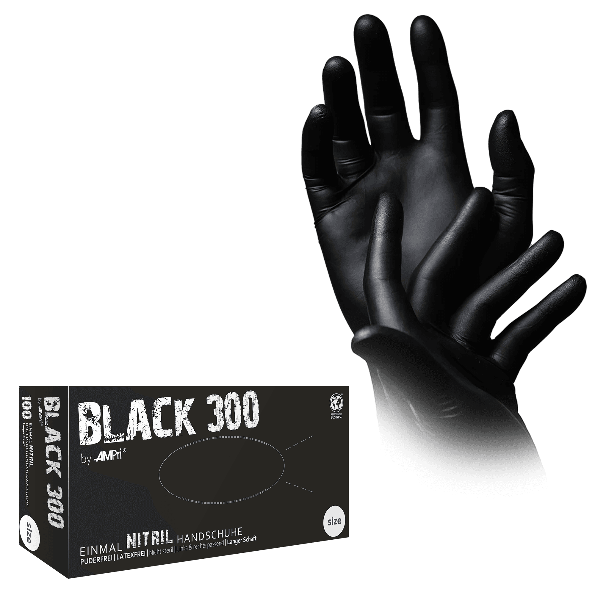Guante nitrilo PF Black 300 – negro 300 mm –  100 ud | EPI cat. III PS clase I