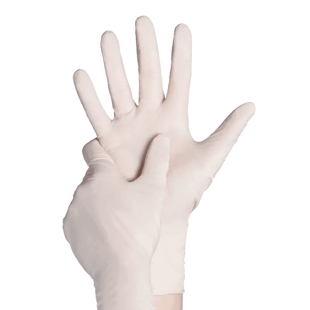 Guantes de látex Basic-Plus en ambas manos, palma abierta