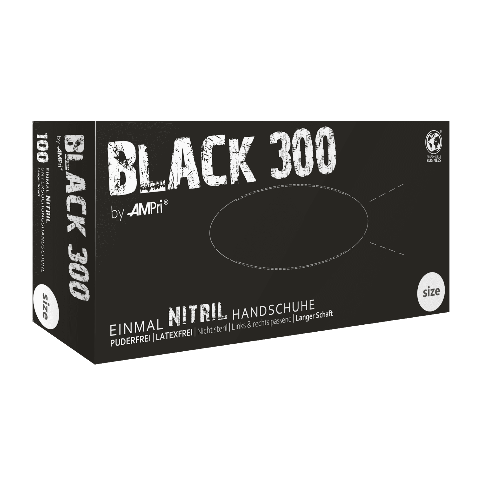 Caja dispensadora de guantes de nitrilo negro Black 300, puño largo 300 mm, 100 unidades