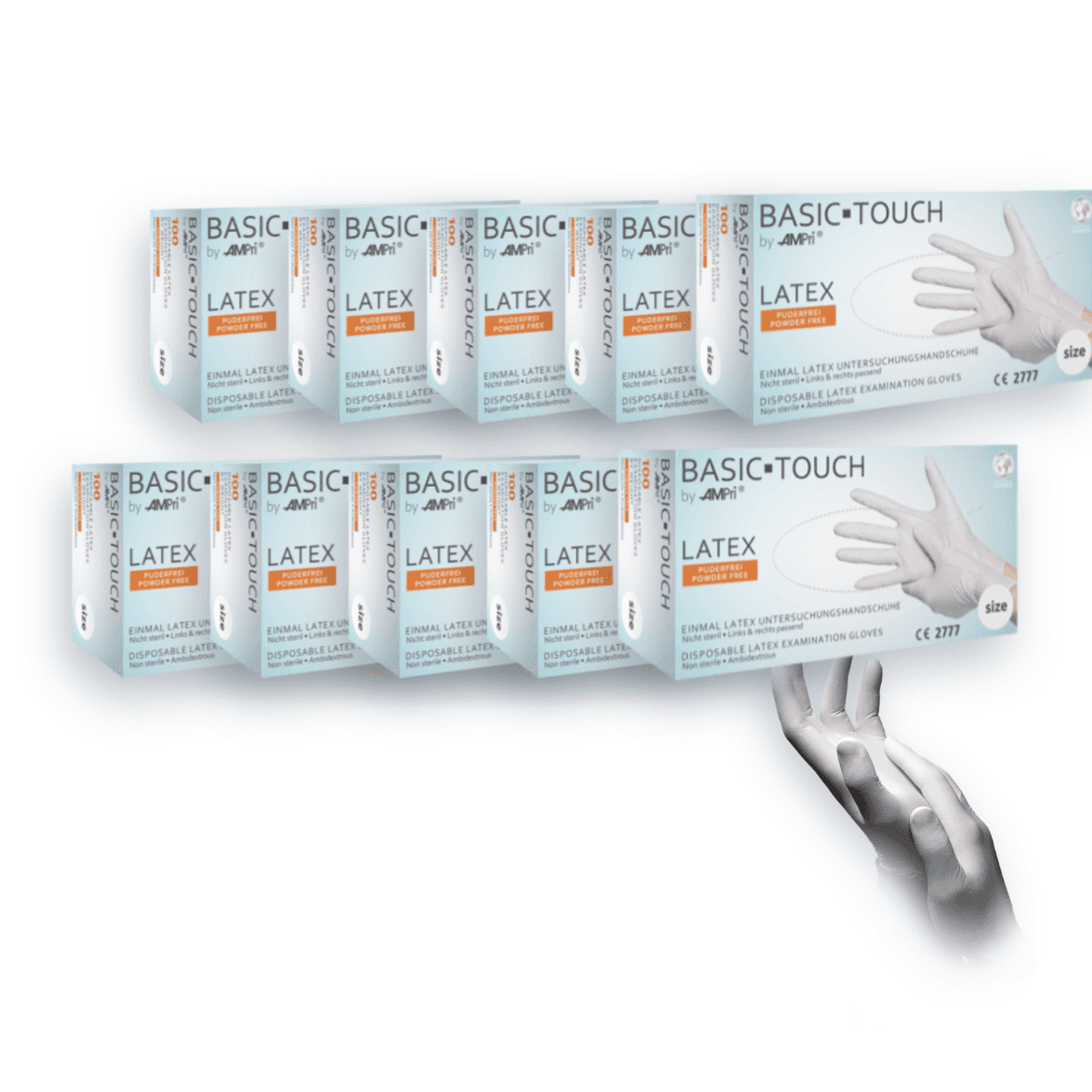 Pack Ahorro – Guantes de látex sin polvo Basic-Plus blancos (10 cajas)