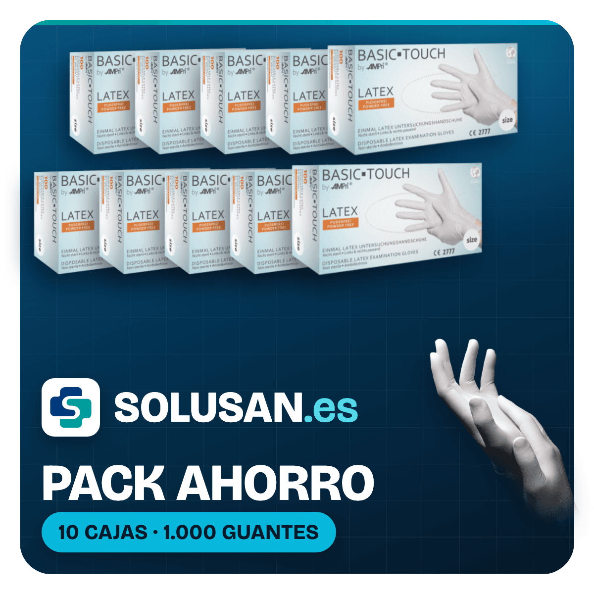 Pack Ahorro – Guantes de látex sin polvo Basic-Plus blancos (10 cajas)