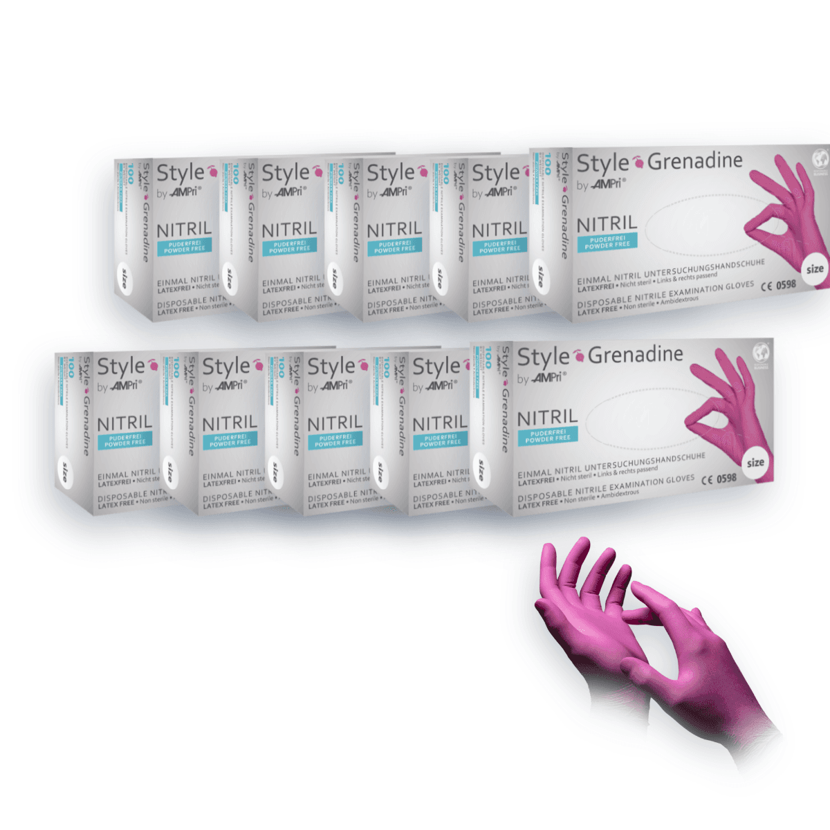 Pack Ahorro – Guantes de nitrilo Style Magenta (10 cajas) | EPI Cat. III