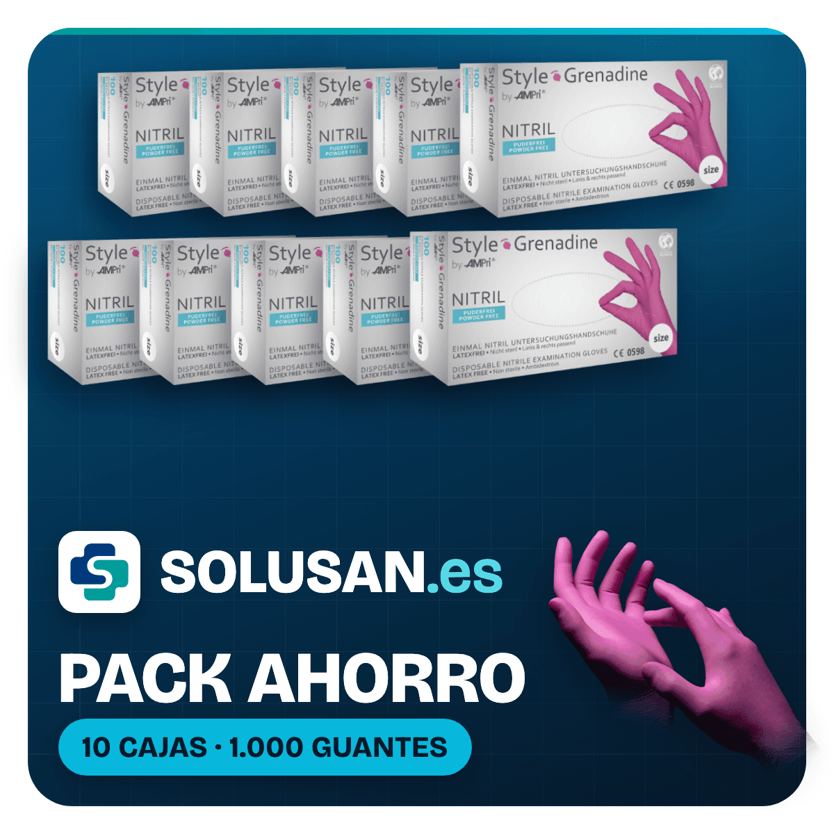 Pack Ahorro – Guantes de nitrilo Style Magenta (10 cajas) | EPI Cat. III