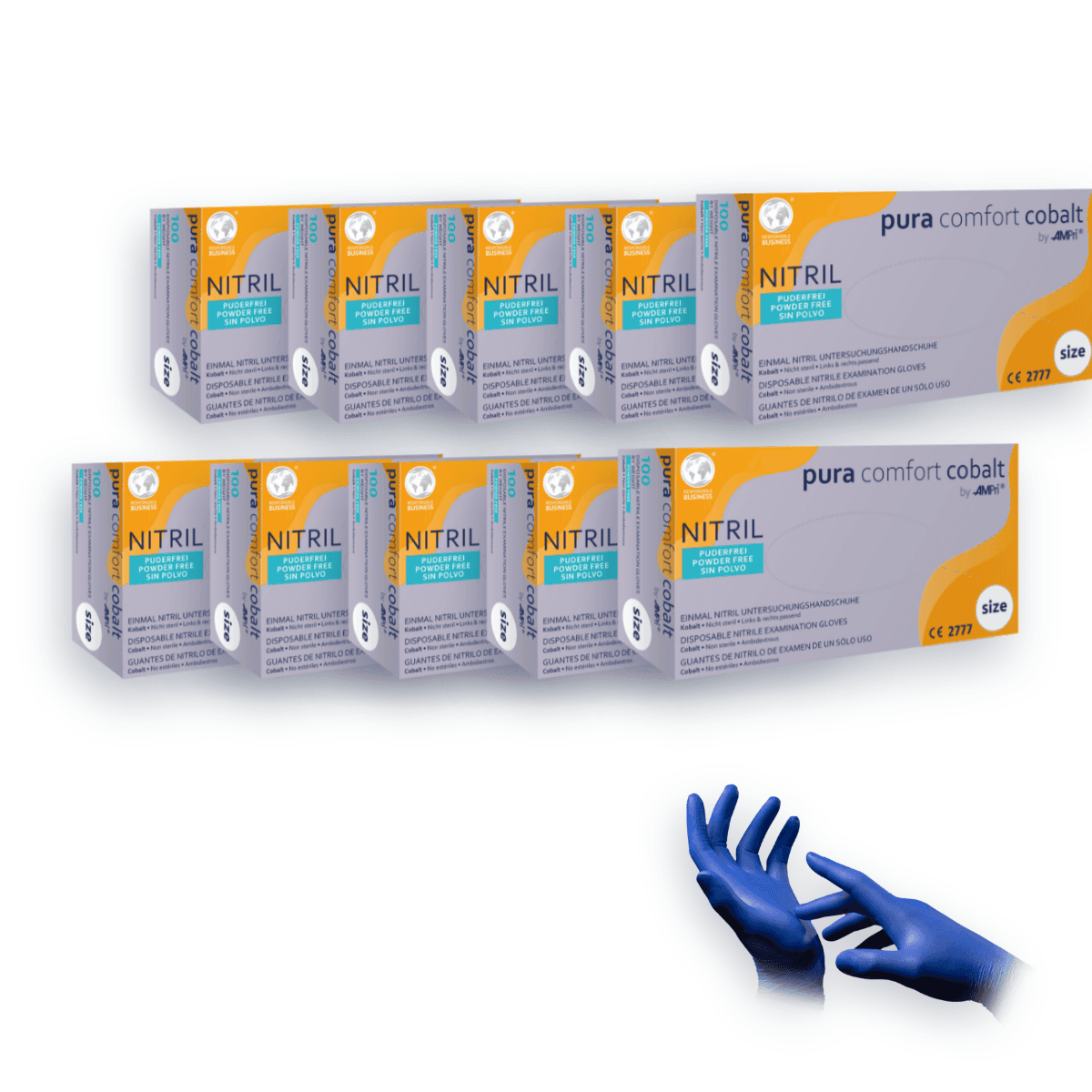 Pack Ahorro – Guantes de nitrilo Pura Comfort azul cobalto (10 cajas)