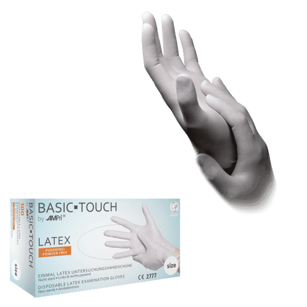 Guante de látex Basic-plus –  100 ud sin polvo blanco | EPI cat. III PS clase I