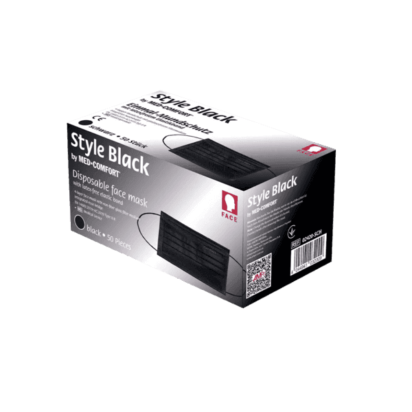 Mascarilla 4 capas IIR negra sin látex – pack 50 ud 2