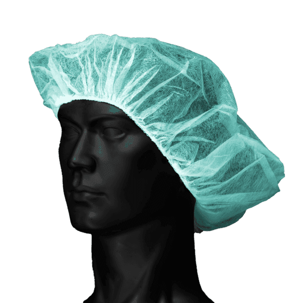 Gorro polipropileno transpirable verde sin látex – pack 100 ud