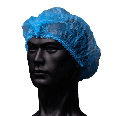 Pack 100 ud – gorro desechable no tejido pp azul con banda elástica