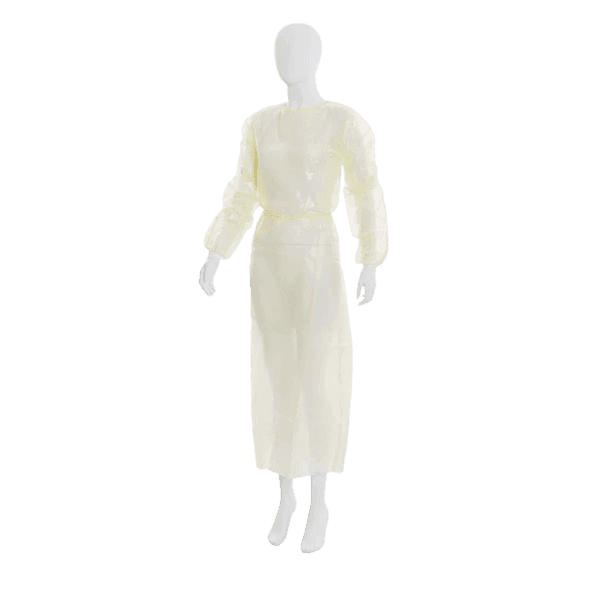 Bata hospitalaria pack 10 ud – puño elástico – amarilla