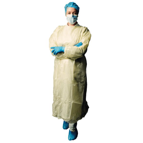 Bata hospitalaria pack 10 ud – puño elástico – amarilla 2