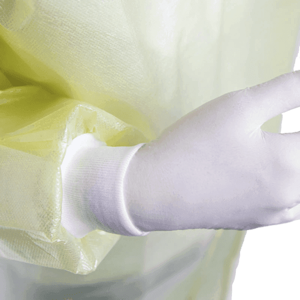 Bata hospitalaria pack 10 ud – puño elástico – amarilla 3