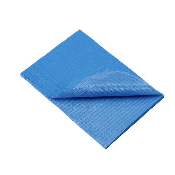 Baberos y manteles de PE 330x450 mm azul impermeable – pack 125 ud