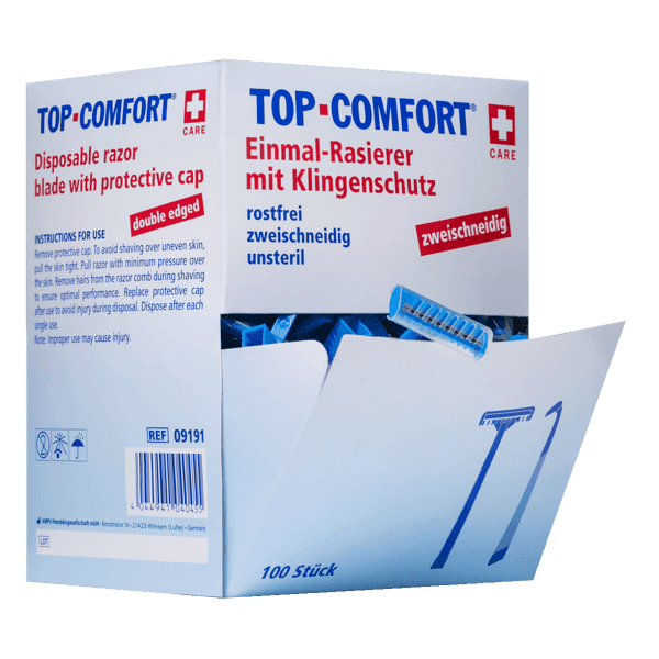 Pack 100 maquinillas desechables de afeitar 2 hojas – capuchón azul 2