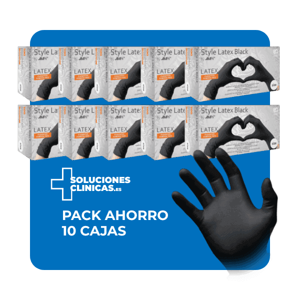 Pack Ahorro – Guantes de látex Style Latex negros sin polvo (10 cajas) | EPI Cat. III