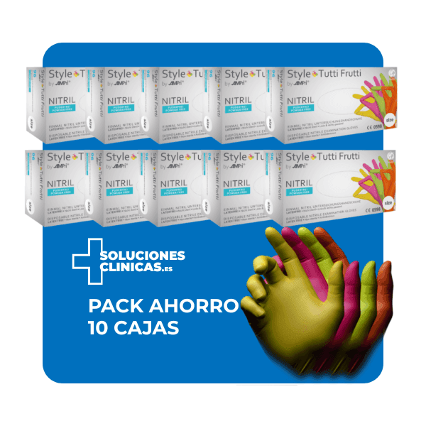 Pack Ahorro – Guantes de nitrilo Tutti Frutti sin polvo multicolor (10 cajas) | EPI Cat. III