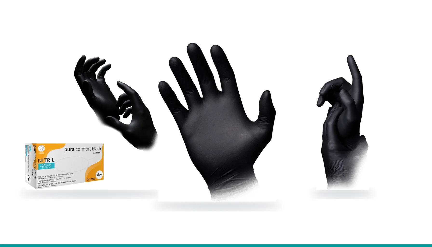 Guantes de nitrilo negro para tatuaje y estética