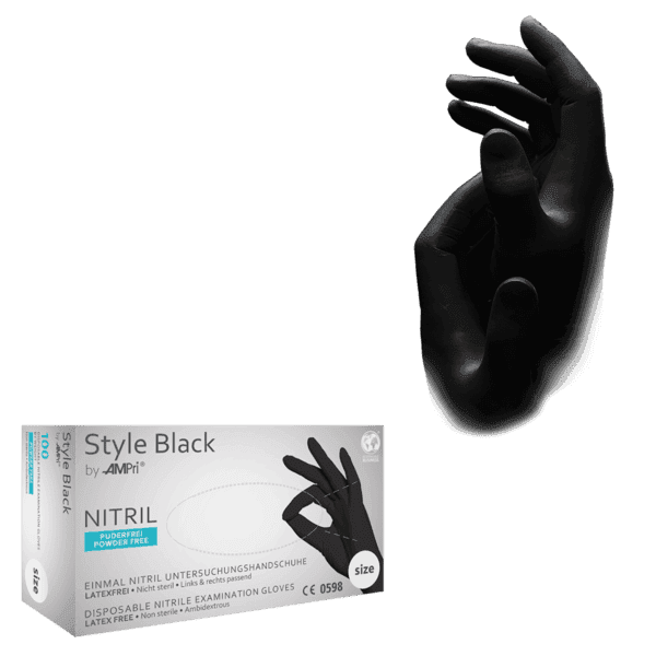 Guante nitrilo negro Style Black – 100 ud – AQL 1,5 | EPI cat. III PS clase I