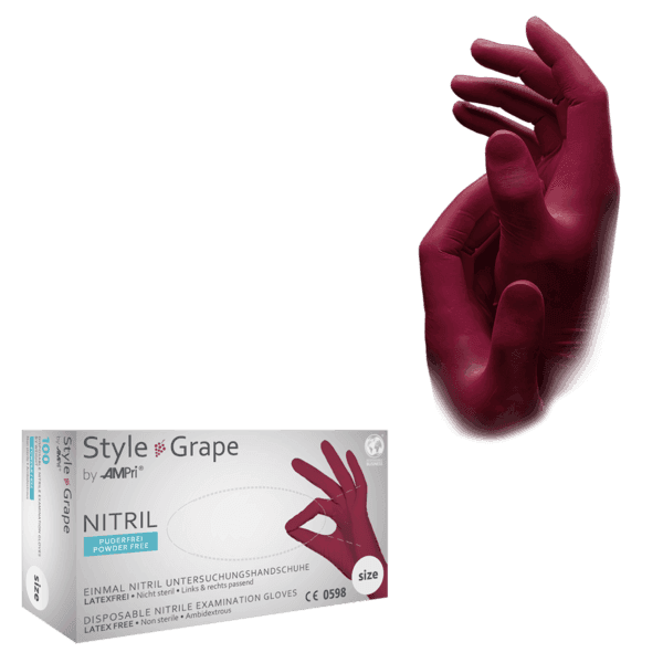 Guante nitrilo Style Bordeux – 100 ud | EPI cat. III PS clase I