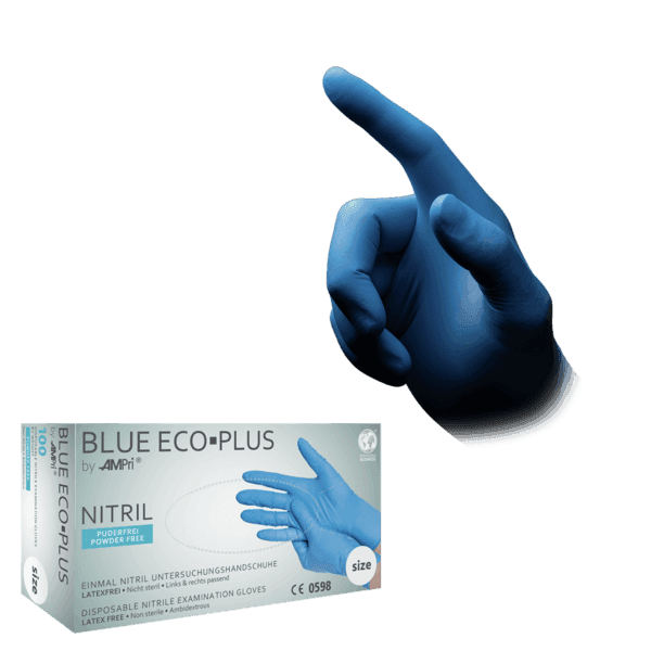 Guante de nitrilo Eco-Plus – 100 ud – azul – AQL 1,5 | EPI cat. III PS clase I