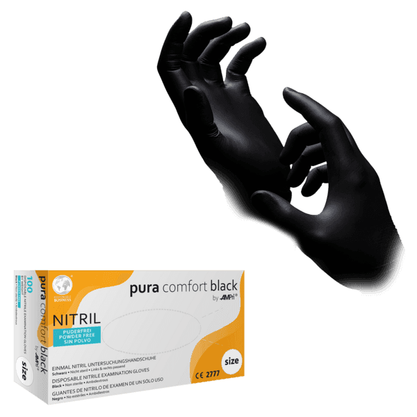 Guante de nitrilo Pura Comfort negro 100 ud – AQL 1,5