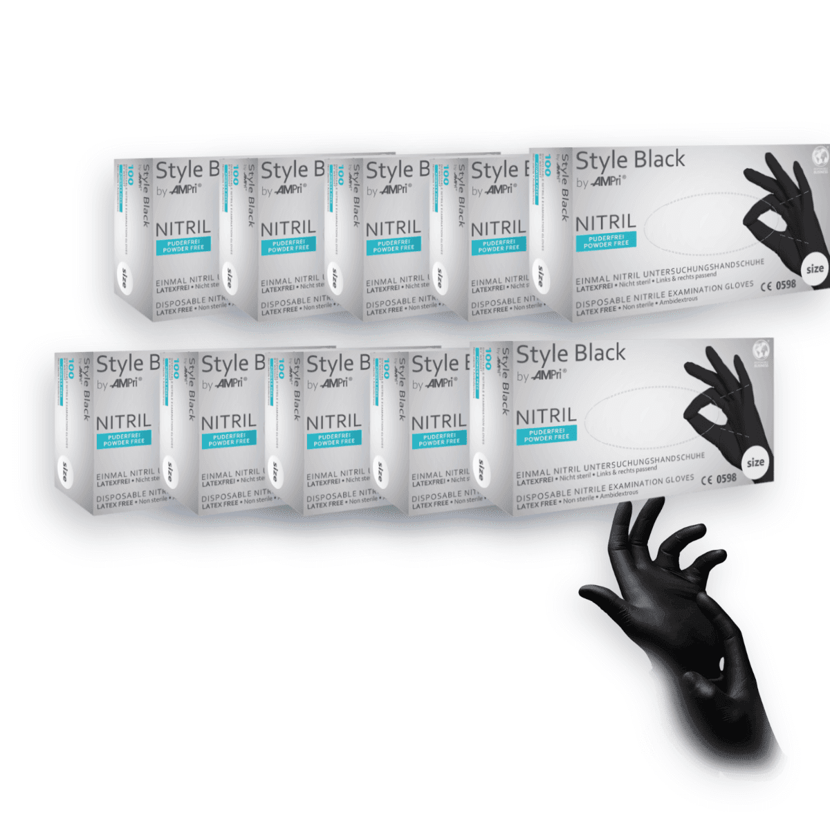 Pack Ahorro – Guantes de nitrilo negro Style Black (10 cajas) | EPI Cat. III