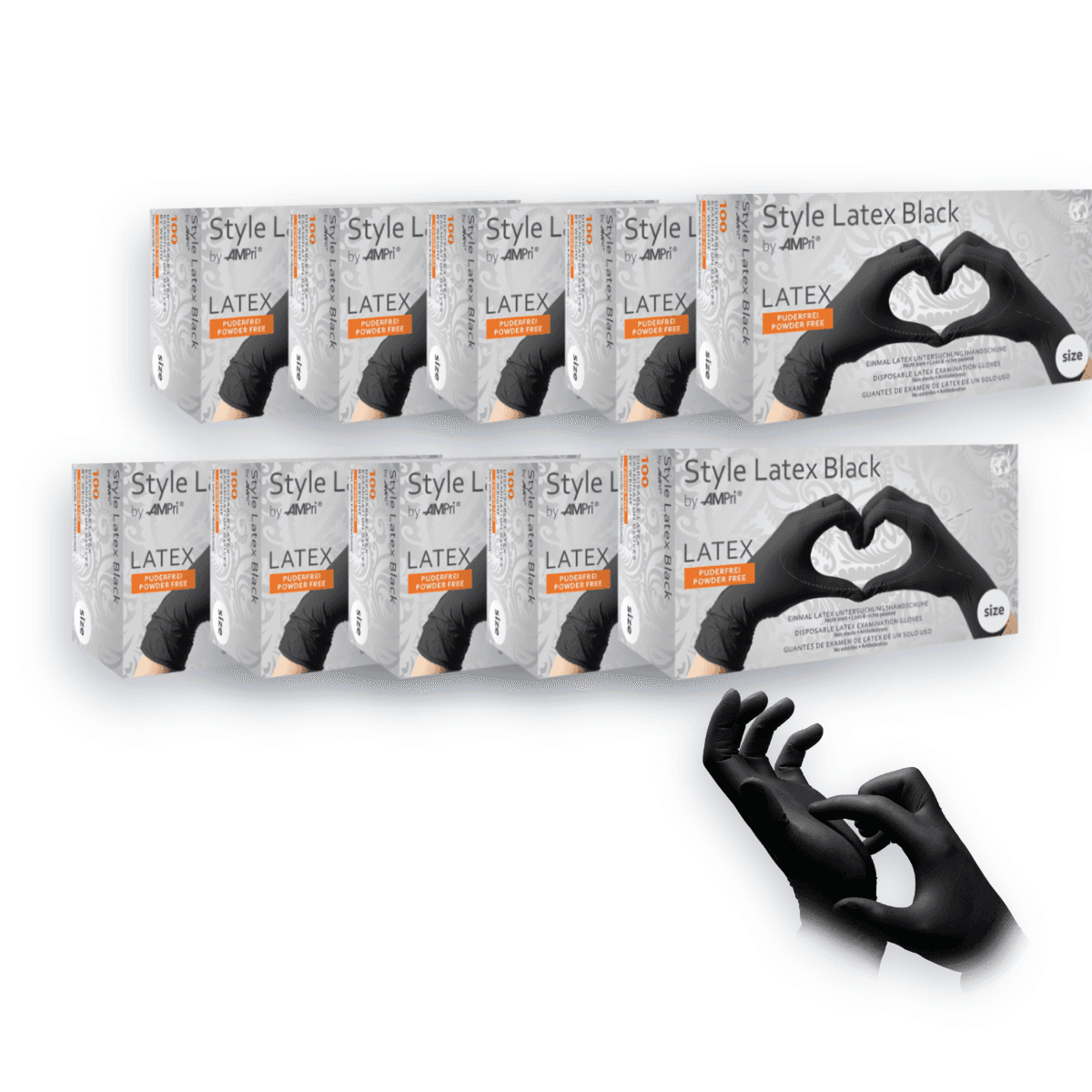 Pack Ahorro – Guantes de látex Style Latex negros sin polvo (10 cajas)